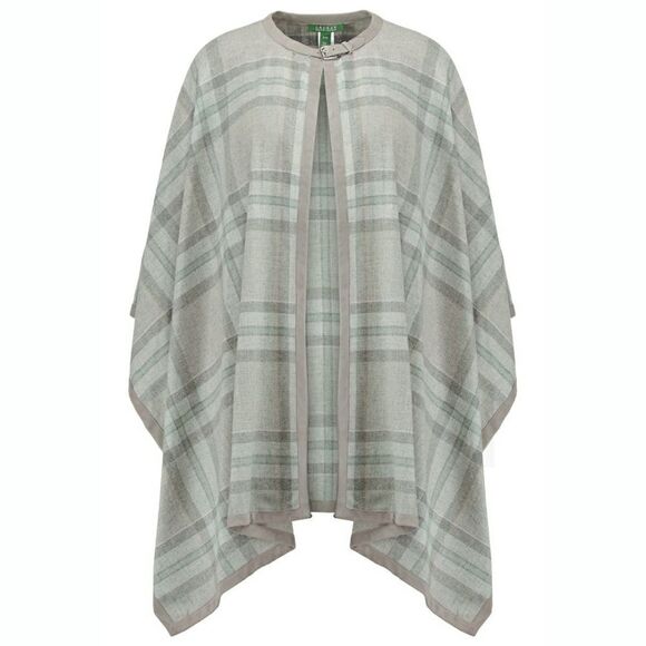 New! RALPH LAUREN Plaid Plus Size Wool Cashmere Blend Poncho Suede-Trim Size 2X - Picture 8 of 8